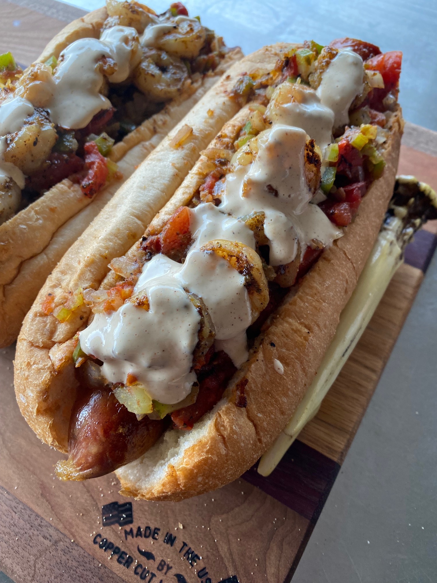 finished cajun dogs
